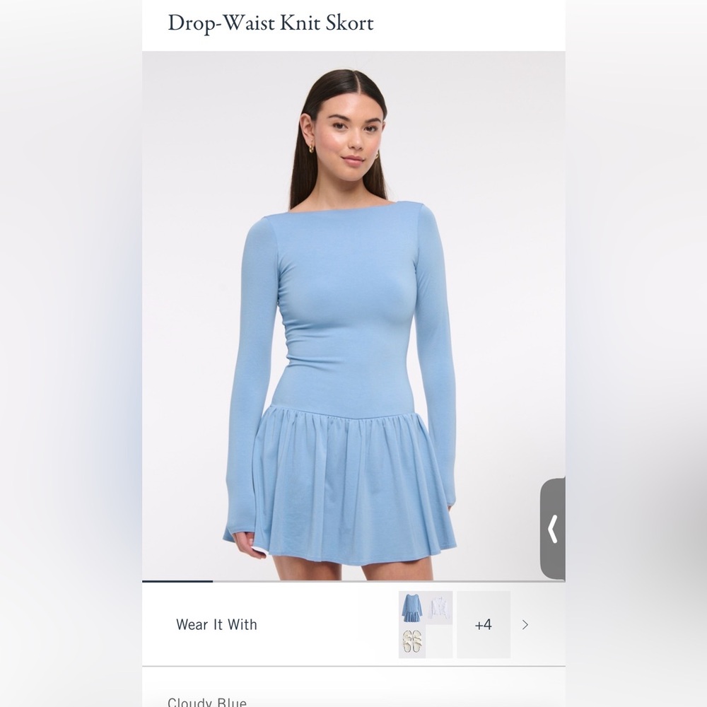 NWT Abercrombie & Fitch Cloudy Blue Long Sleeve Dress